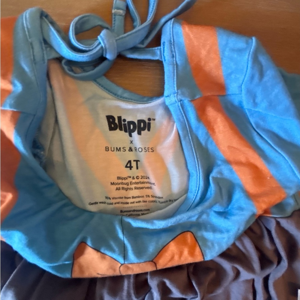 Bums & Roses Toddler Girls Blippi Character Dress & Shorts Set, Bamboo, 4T - Picture 3 of 4